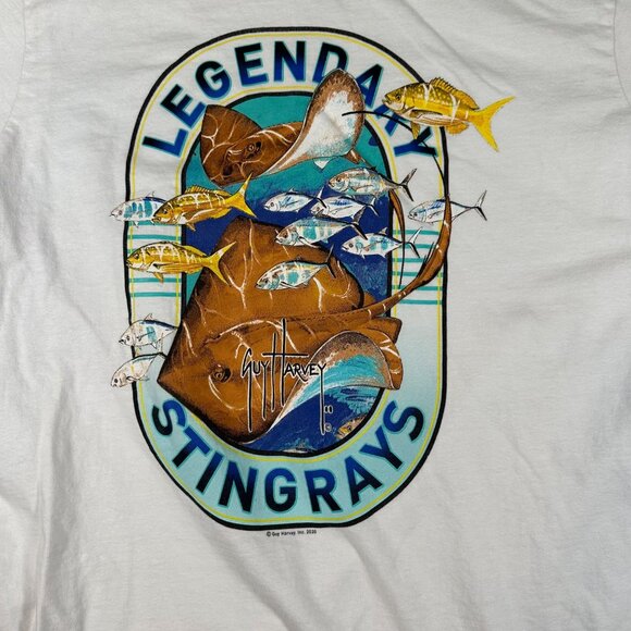 Guy Harvey Kids XXL White Legendary Stingrays Graphic Print T-Shirt Short Sleeve - Picture 2 of 6